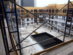 View of the pool under construction